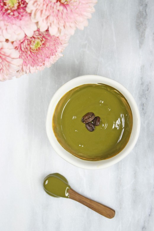 DIY caffeine mask with matcha & coffee