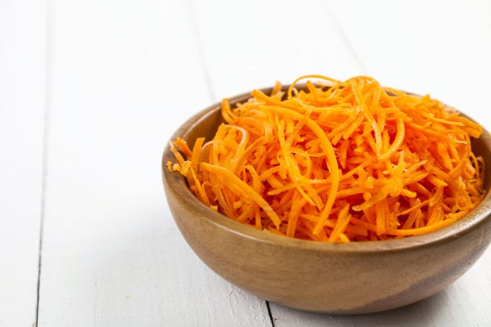 Dr. Ray Peat’s Raw Carrot Detox Salad for lowering estrogen, reducing endotoxin and controlling bacterial growth. Carrots are powerful on their own, but their germicidal action can be intensified by eating them with other antibacterial agents such as vinegar and coconut oil. Photo © Elena Blokhina