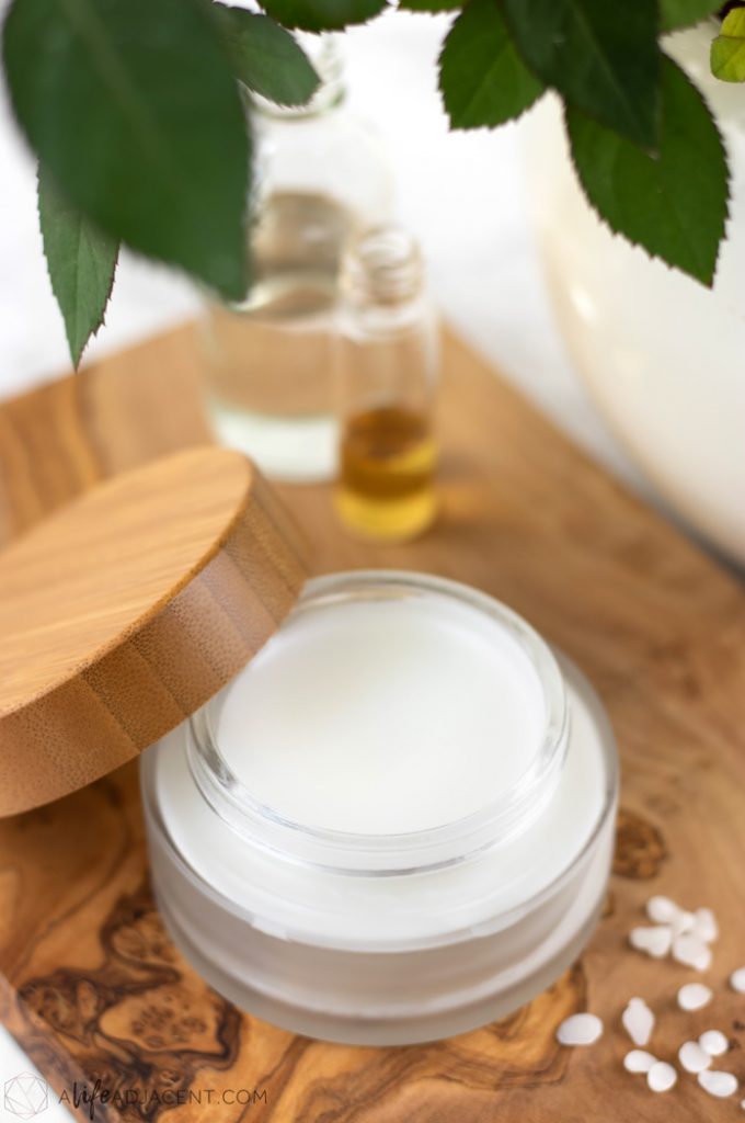 Homemade overnight face mask in glass jar